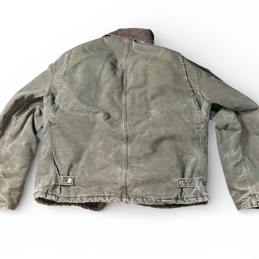 Vintage Carhartt Detroit Jacket Moss Green Duck Canvas Workwear XL - Picture 10 of 14